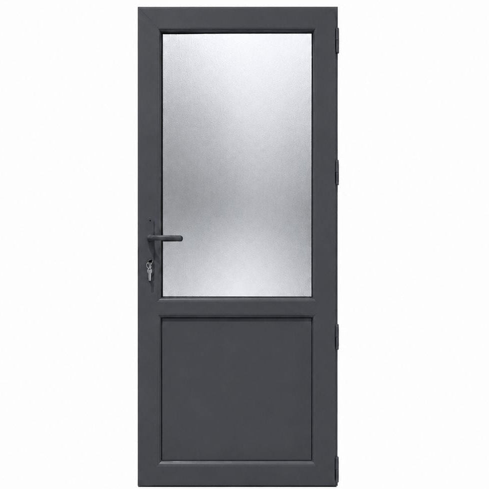 Ușă PVC cu geam mat 2/3 și panel, culoare gri antracit