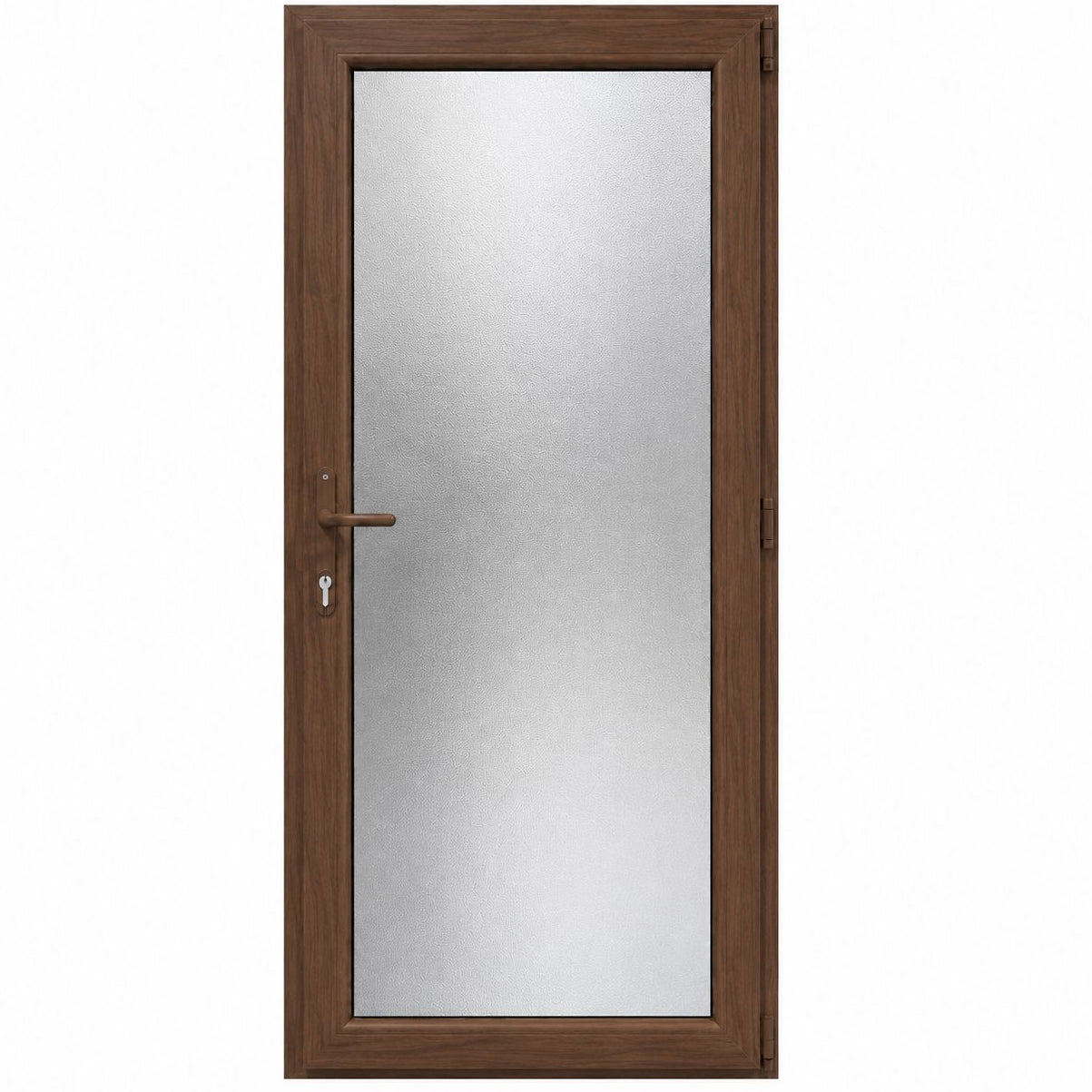 Ușă PVC cu geam mat integral, culoare nuc