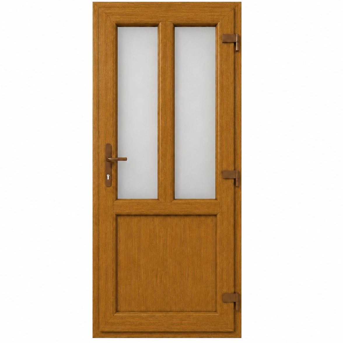 Ușă PVC T-Model cu geam mat, culoare stejar auriu