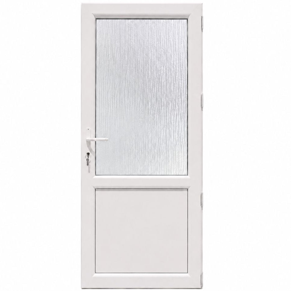 Ușă PVC cu geam delta 2/3 și panel, culoare alb