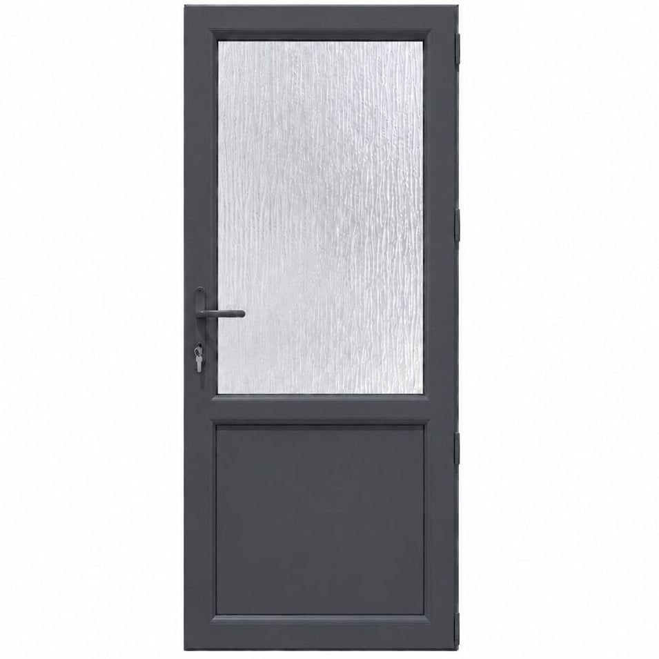 Ușă PVC cu geam delta 2/3 și panel, culoare gri antracit