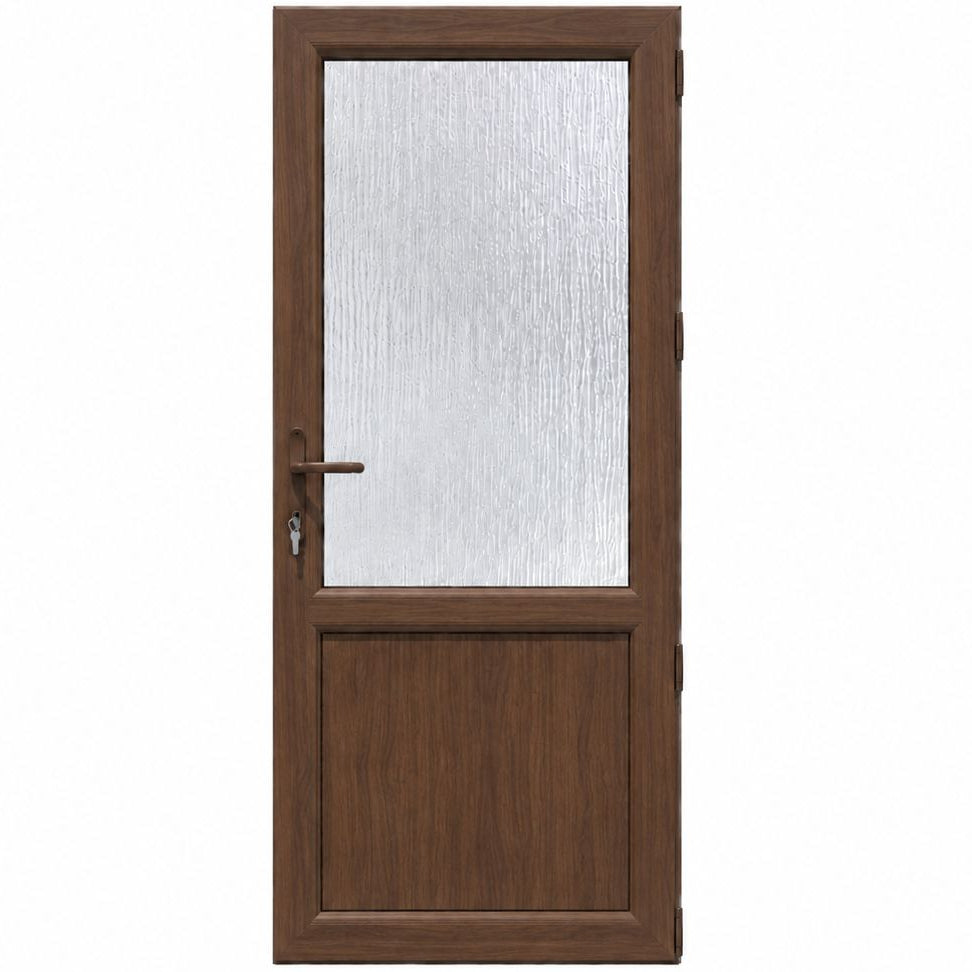 Ușă PVC cu geam delta 2/3 și panel, culoare nuc