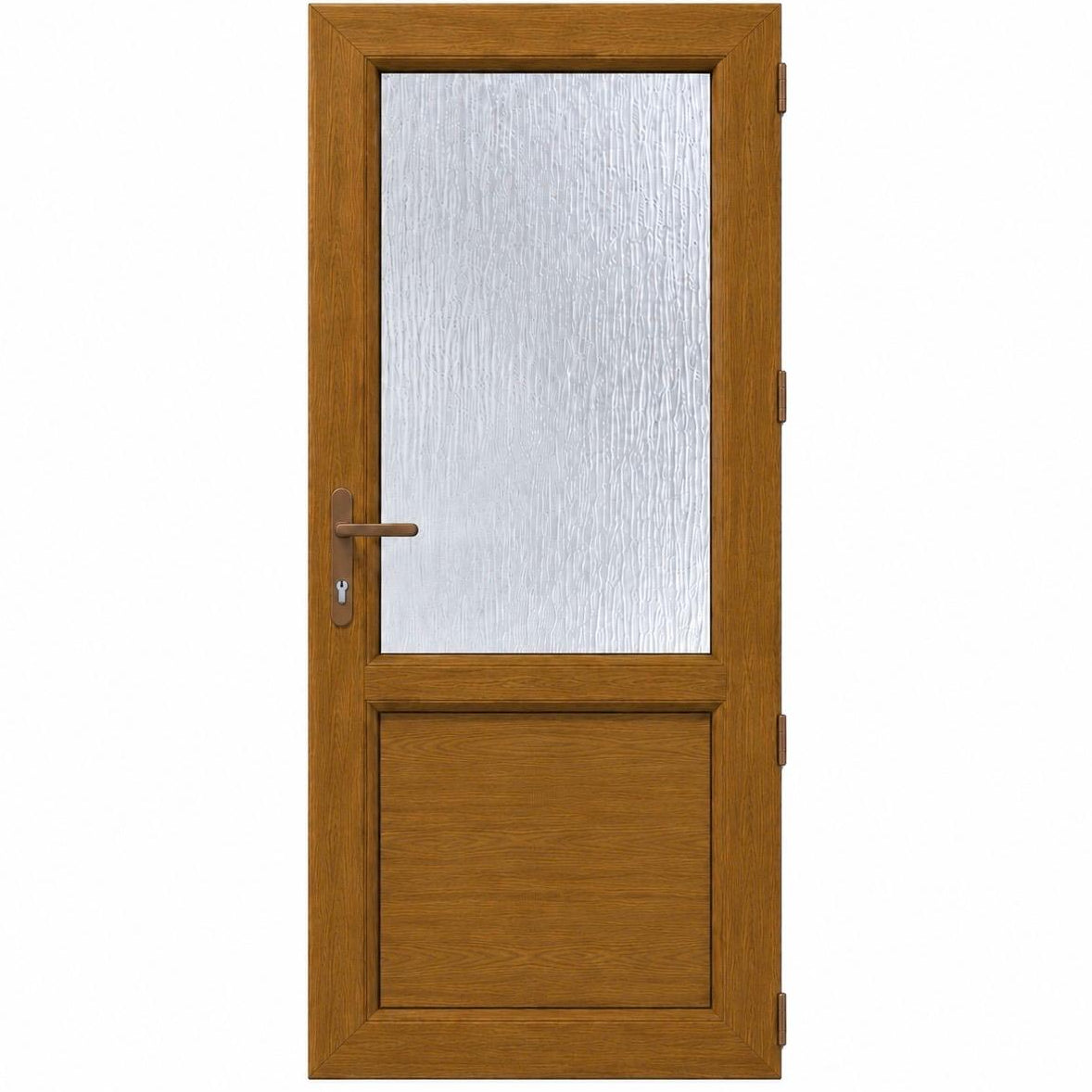 Ușă PVC cu geam delta 2/3 și panel, culoare stejar auriu