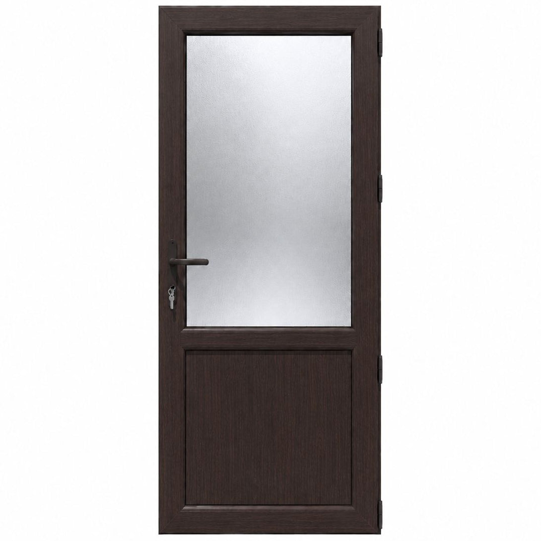 Ușă PVC cu geam mat 2/3 și panel, culoare wenge