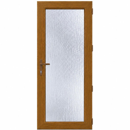 Ușă PVC cu geam delta integral, culoare stejar auriu