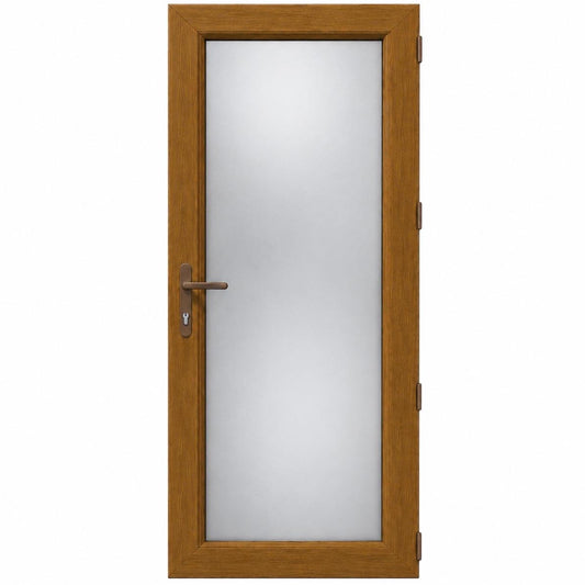 Ușă PVC cu geam mat integral, culoare stejar auriu