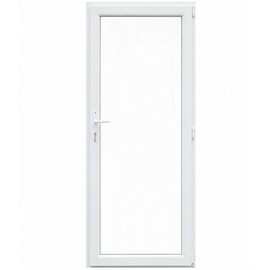 Ușă PVC cu geam transparent integral, culoare alb