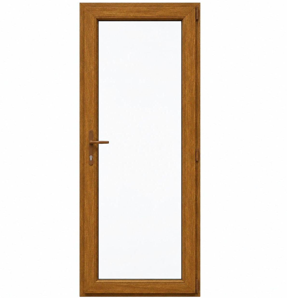 Ușă PVC cu geam transparent integral, culoare stejar auriu