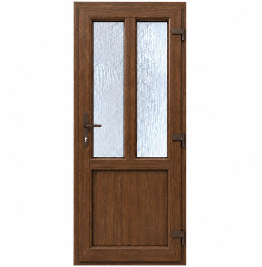 Ușă PVC T-Model cu geam delta, culoare nuc
