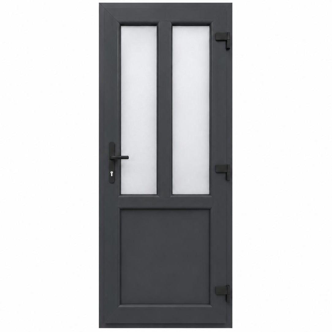 Ușă PVC T-Model cu geam mat, culoare gri antracit