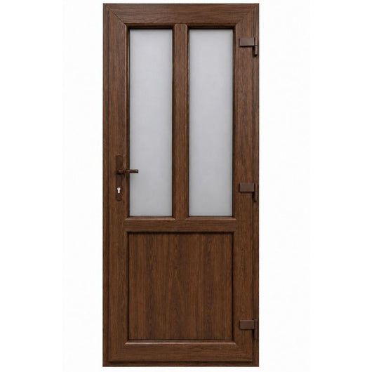 Ușă PVC T-Model cu geam mat, culoare nuc