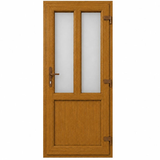 Ușă PVC T-Model cu geam mat, culoare stejar auriu