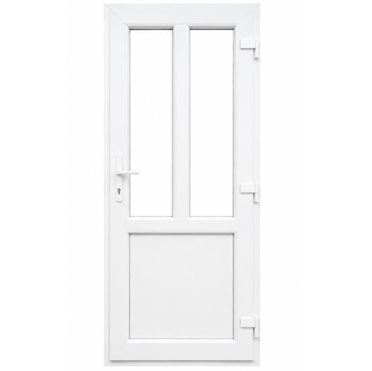 Ușă PVC T-Model cu geam transparent, culoare alb