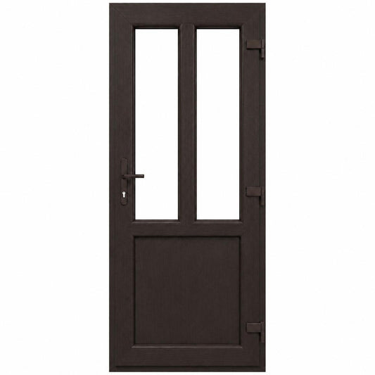 Ușă PVC T-Model cu geam transparent, culoare wenge